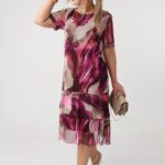 Elegancka siateczkowa sukienka plus size z falbankami, sukienka duży rozmiar XXL dla puszystych kobiet