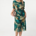 Elegancka siateczkowa sukienka plus size z falbankami, sukienka duży rozmiar XXL dla puszystych kobiet