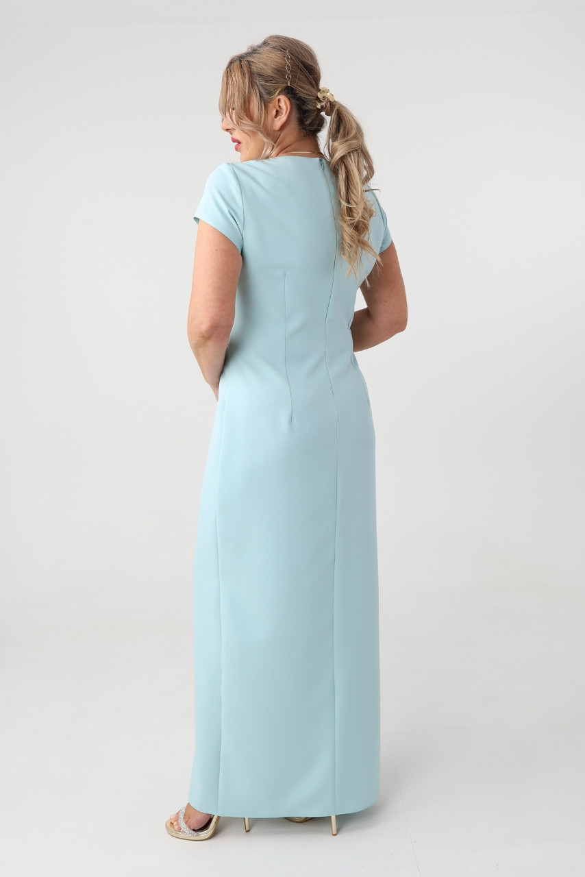 Sukienka maxi plus size z falbaną miętowa 42-52 - obrazek 5