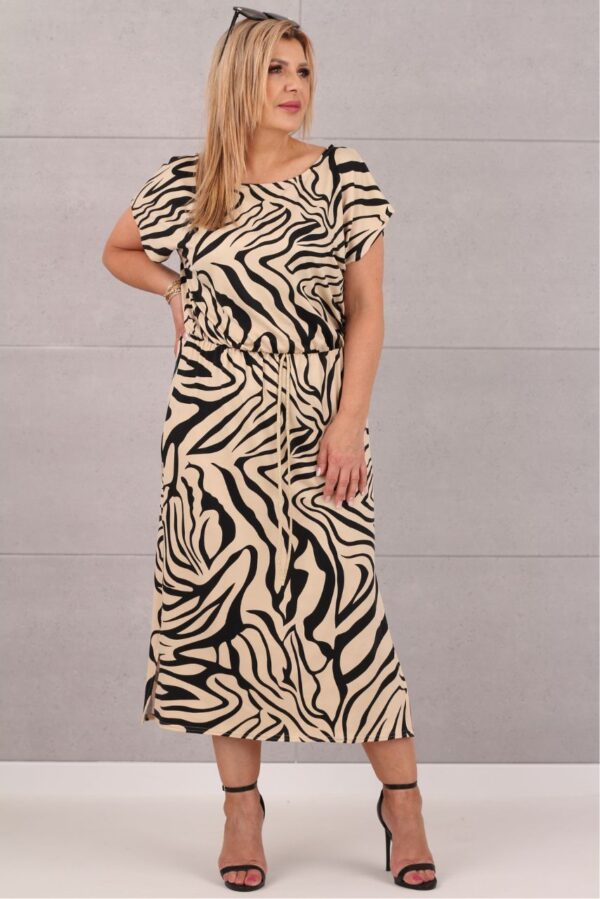 Sukienka z rozcięciami po bokach w zebrę