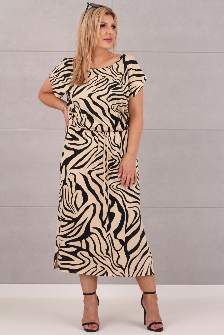 Sukienka z rozcięciami po bokach w zebrę