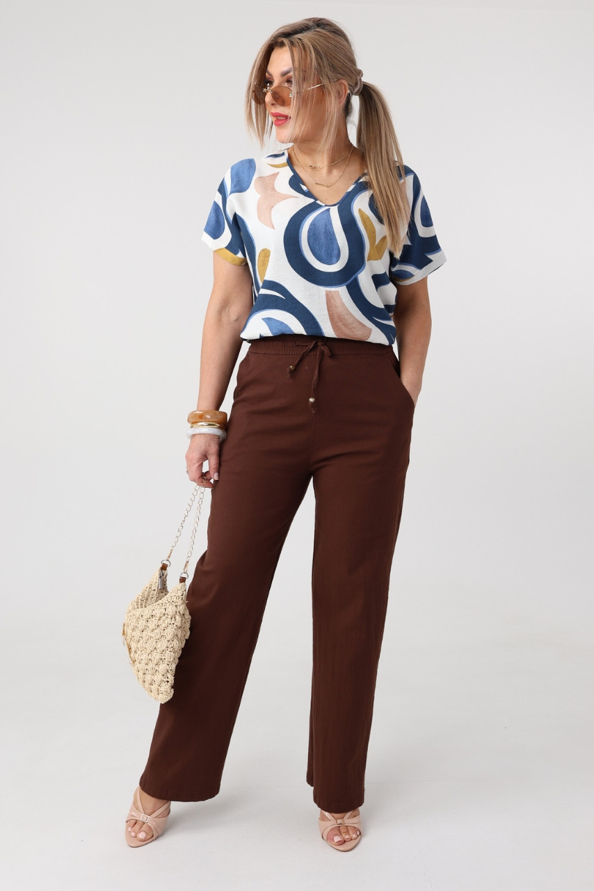 Spodnie materiałowe damskie plus size szerokie