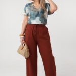 Spodnie materiałowe damskie plus size szerokie