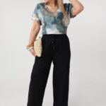 Spodnie materiałowe damskie plus size szerokie