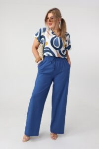 Spodnie materiałowe damskie plus size szerokie