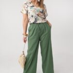 Spodnie materiałowe damskie plus size szerokie