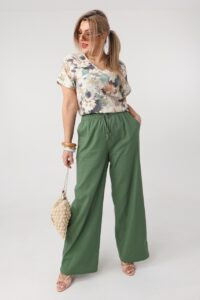 Spodnie materiałowe damskie plus size szerokie