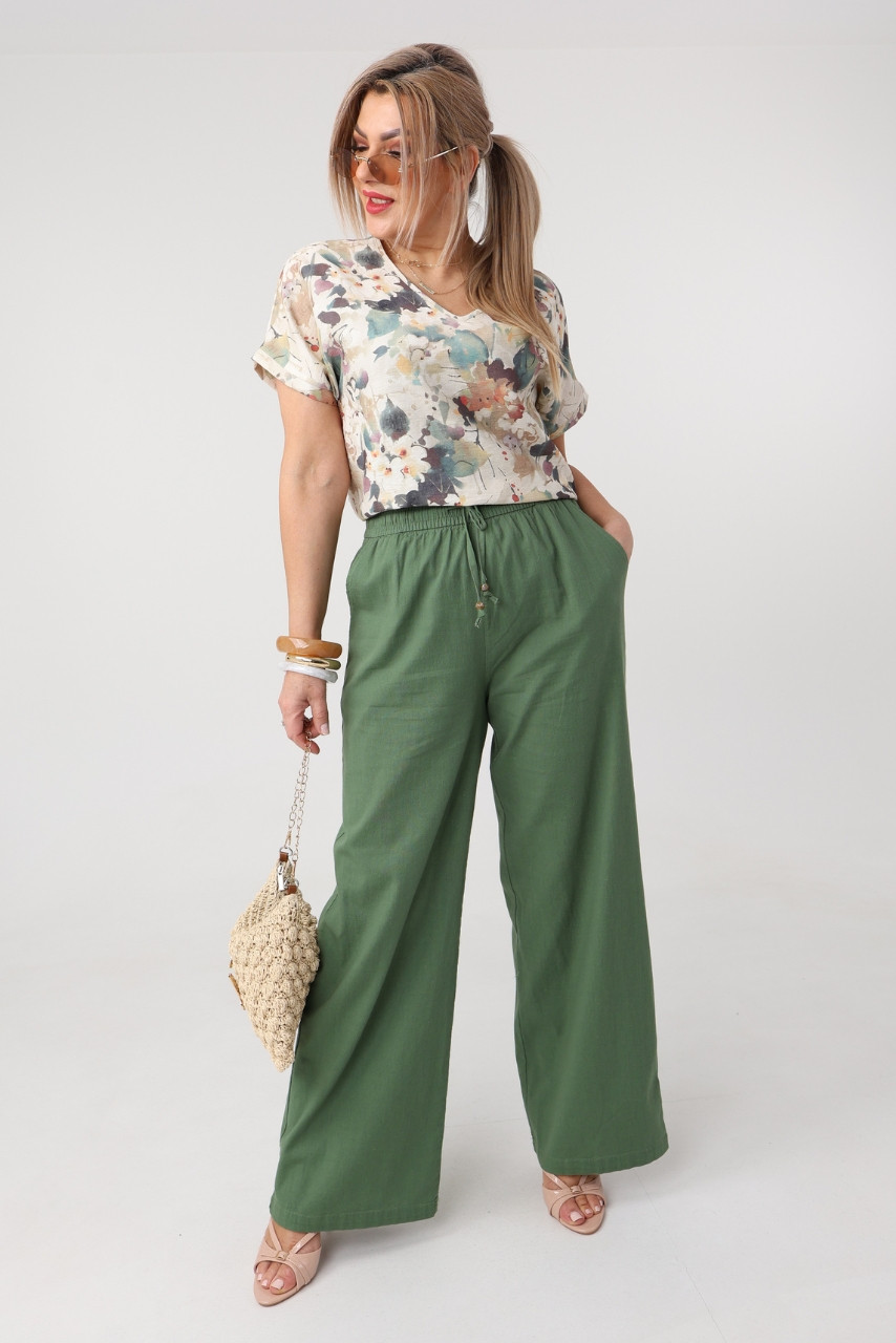 Spodnie materiałowe damskie plus size szerokie