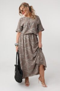 sukienka rozkloszowana plus size do pracy, sukienka luźna duży rozmiar 42-48 dla puszystych