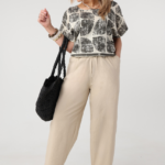 Spodnie materiałowe damskie plus size szerokie