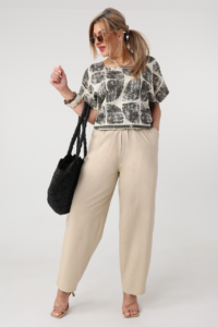 Spodnie materiałowe damskie plus size szerokie