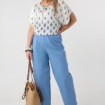 Spodnie materiałowe damskie plus size szerokie