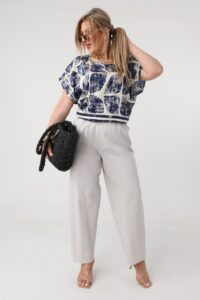 Spodnie materiałowe damskie plus size szerokie