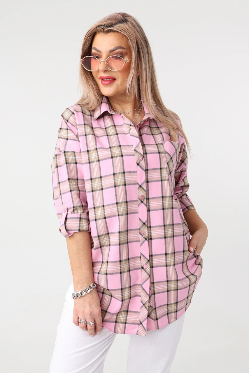 Wzorzysta koszula damska plus size