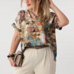 wzorzysta bluzka damska plus size