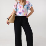 Cienkie spodnie damskie plus size na lato czarne 44-52