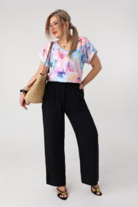 Cienkie spodnie damskie plus size na lato czarne 44-52