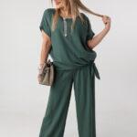 Komplet dwuczęściowy damski na lato plus size zielony 44-52