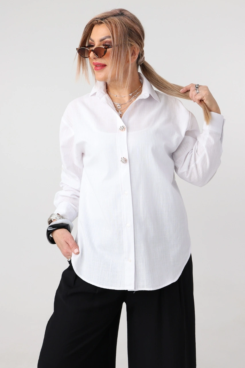 Gładka koszula damska plus size