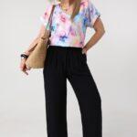 Cienkie spodnie damskie plus size na lato czarne 44-52