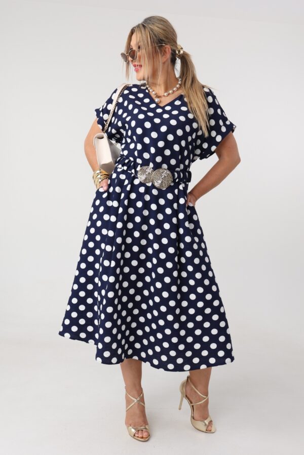 Letnia sukienka rozkloszowana plus size z ozdobnym paskiem 42-50