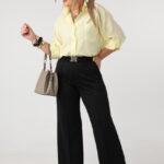 Czarne eleganckie spodnie damskie plus size w kantkę 42-48