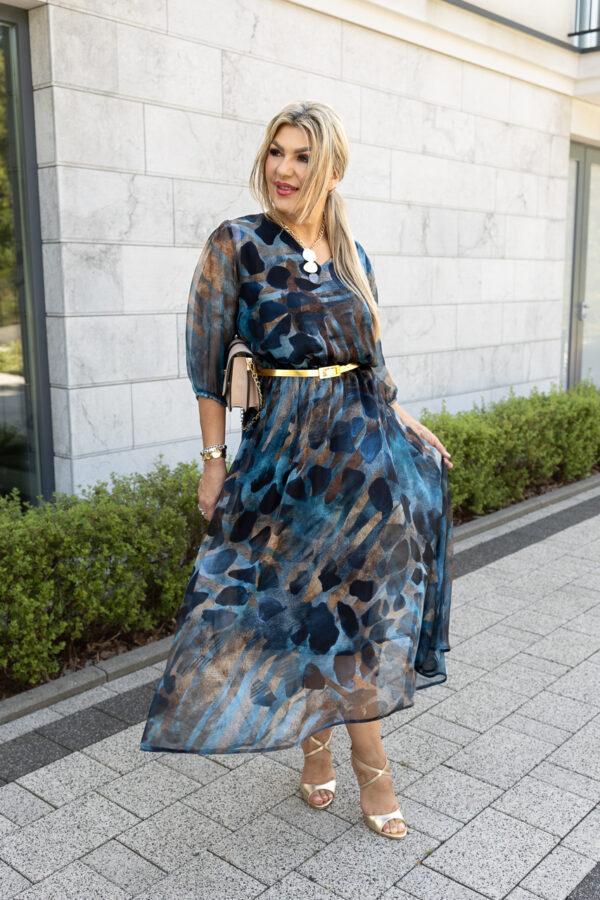 Sukienka szyfonowa plus size w modny wzór 44-52
