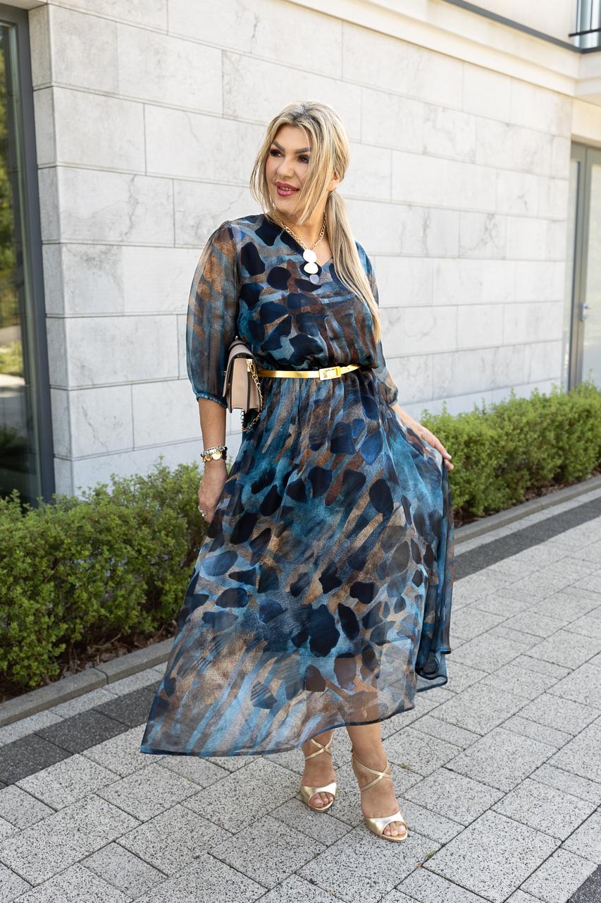 Sukienka szyfonowa plus size w modny wzór 44-52