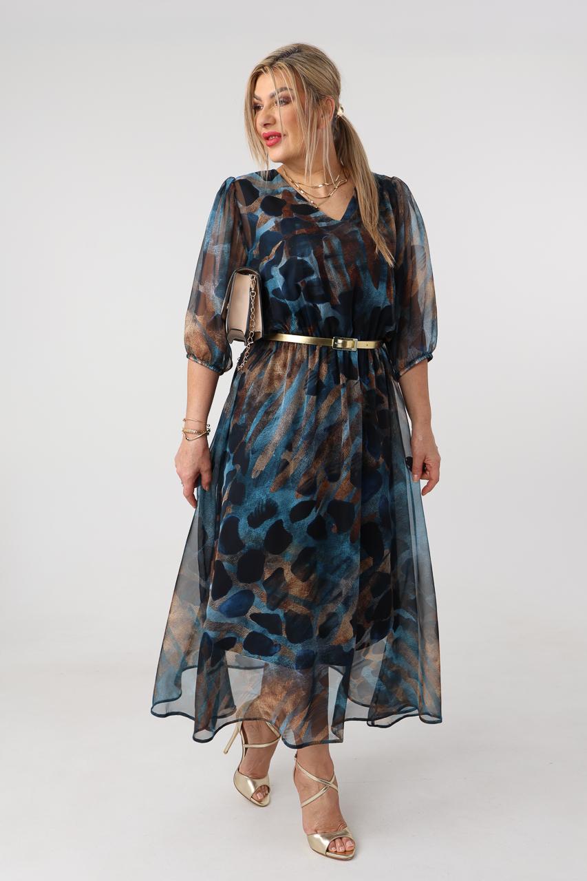 Sukienka szyfonowa plus size w modny wzór 44-52