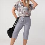 Rybaczki damskie plus size wiązane na gumce szare 42-50