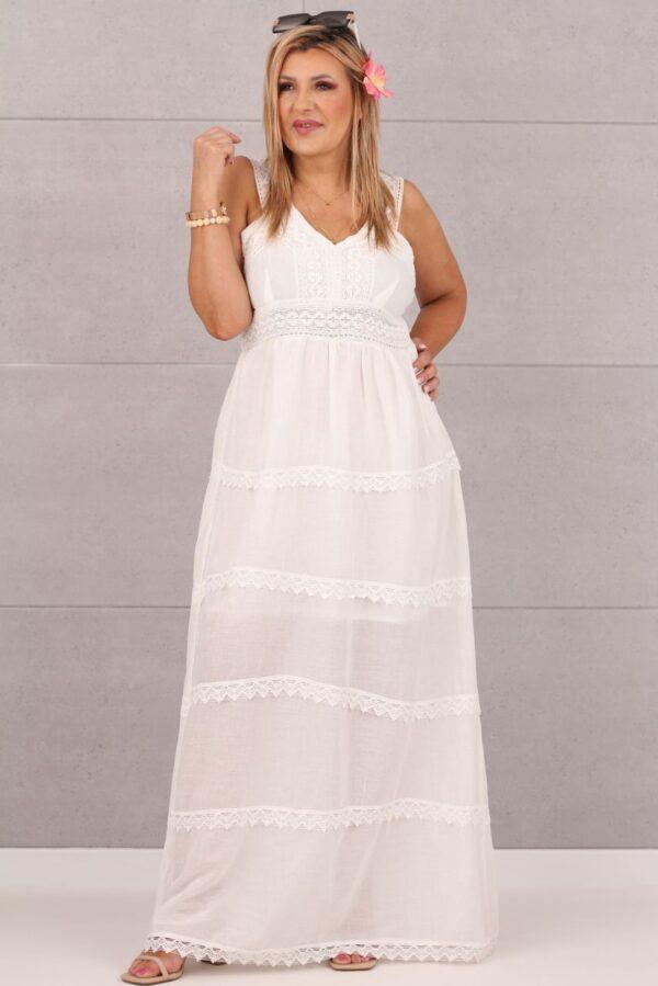 Sukienka boho z haftem plus size biała (2)