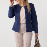 Elegancki żakiet damski PLUS SIZE granatowy 44-54