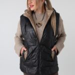 Kamizelka damska plus size z kapturem – pikowany bezrękawnik XXL dla puszystych kobiet