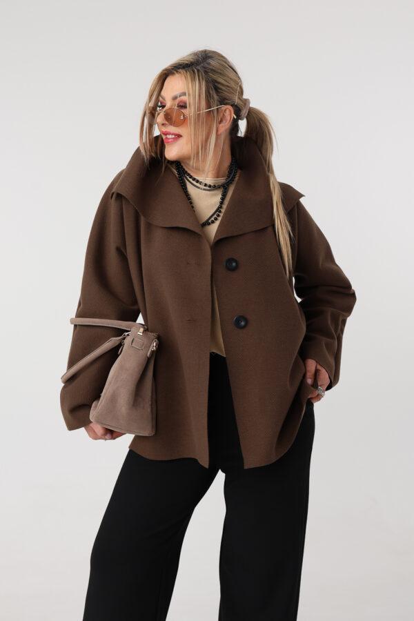 Brązowa narzutka damska plus size na guziki 42-50