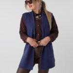 Dzianinowa kamizelka damska PLUS SIZE granatowa 42-46