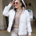 Pikowana kurtka przejściowa plus size kremowa 42-52