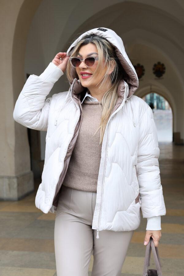 Pikowana kurtka przejściowa plus size kremowa 42-52