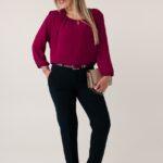 Elegancka bluzka szyfonowa plus size z długim rękawem – damska bluzka XXL w dużych rozmiarach dla puszystych kobiet