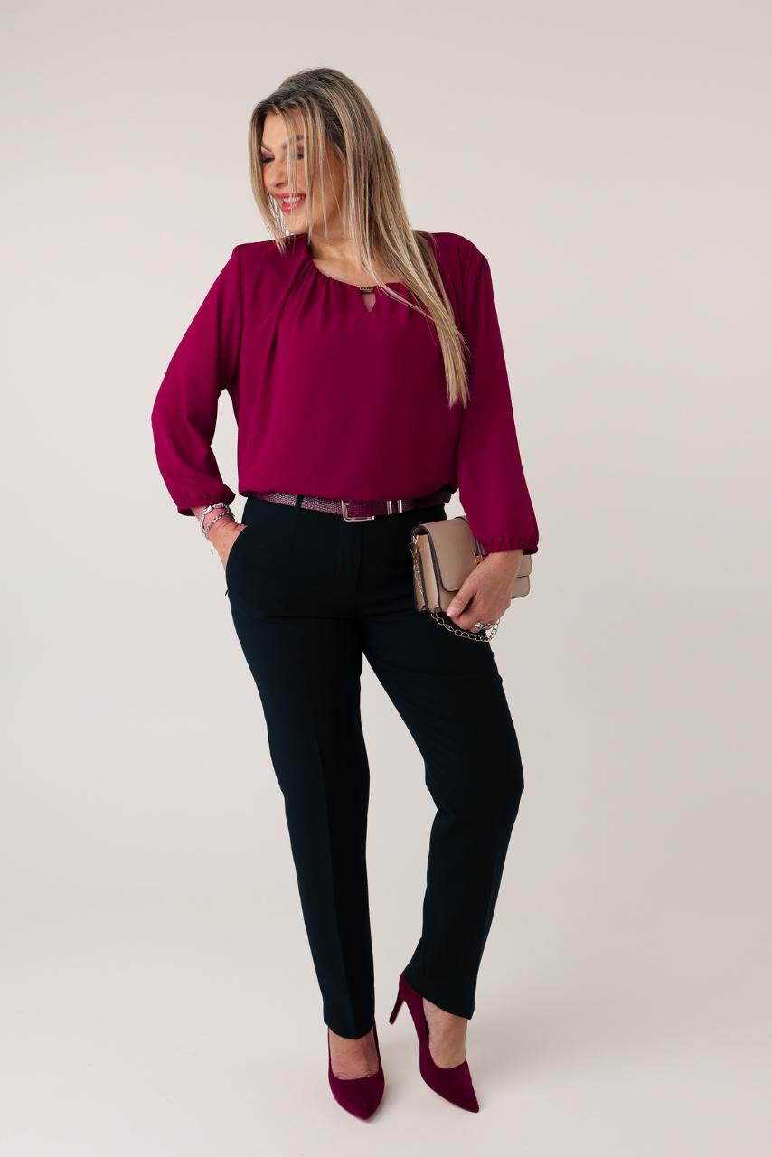 Elegancka bluzka szyfonowa plus size z długim rękawem – damska bluzka XXL w dużych rozmiarach dla puszystych kobiet