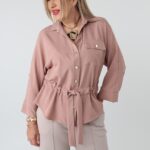 Bluzka koszulowa plus size wiązana w talii