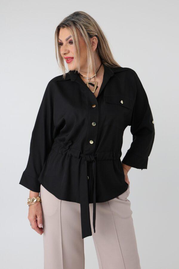 Bluzka koszulowa plus size wiązana w talii