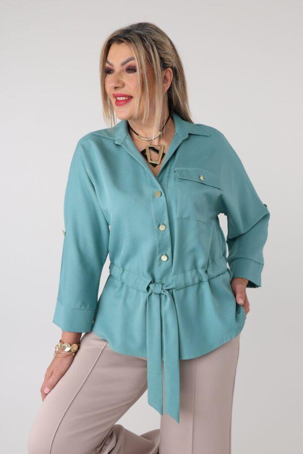 Bluzka koszulowa plus size wiązana w talii