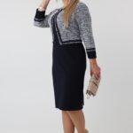 Elegancka sukienka ołówkowa plus size efekt żakietu granatowa 44-56 8841 - galeria - Femimoda
