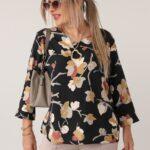 Elegancka bluzka w kwiaty plus size – damska bluzka XXL dla puszystych kobiet w dużych rozmiarach