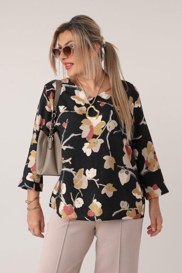 Elegancka bluzka w kwiaty plus size – damska bluzka XXL dla puszystych kobiet w dużych rozmiarach