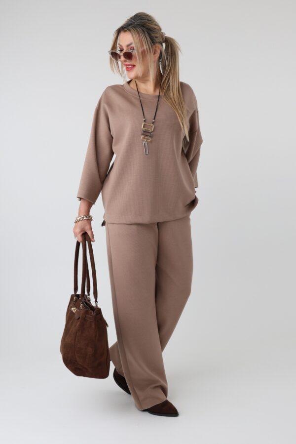 Elegancki komplet damski plus size z bluzką i spodniami – zestaw XXL dla puszystych kobiet