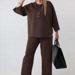 Elegancki komplet damski plus size z bluzką i spodniami – zestaw XXL dla puszystych kobiet