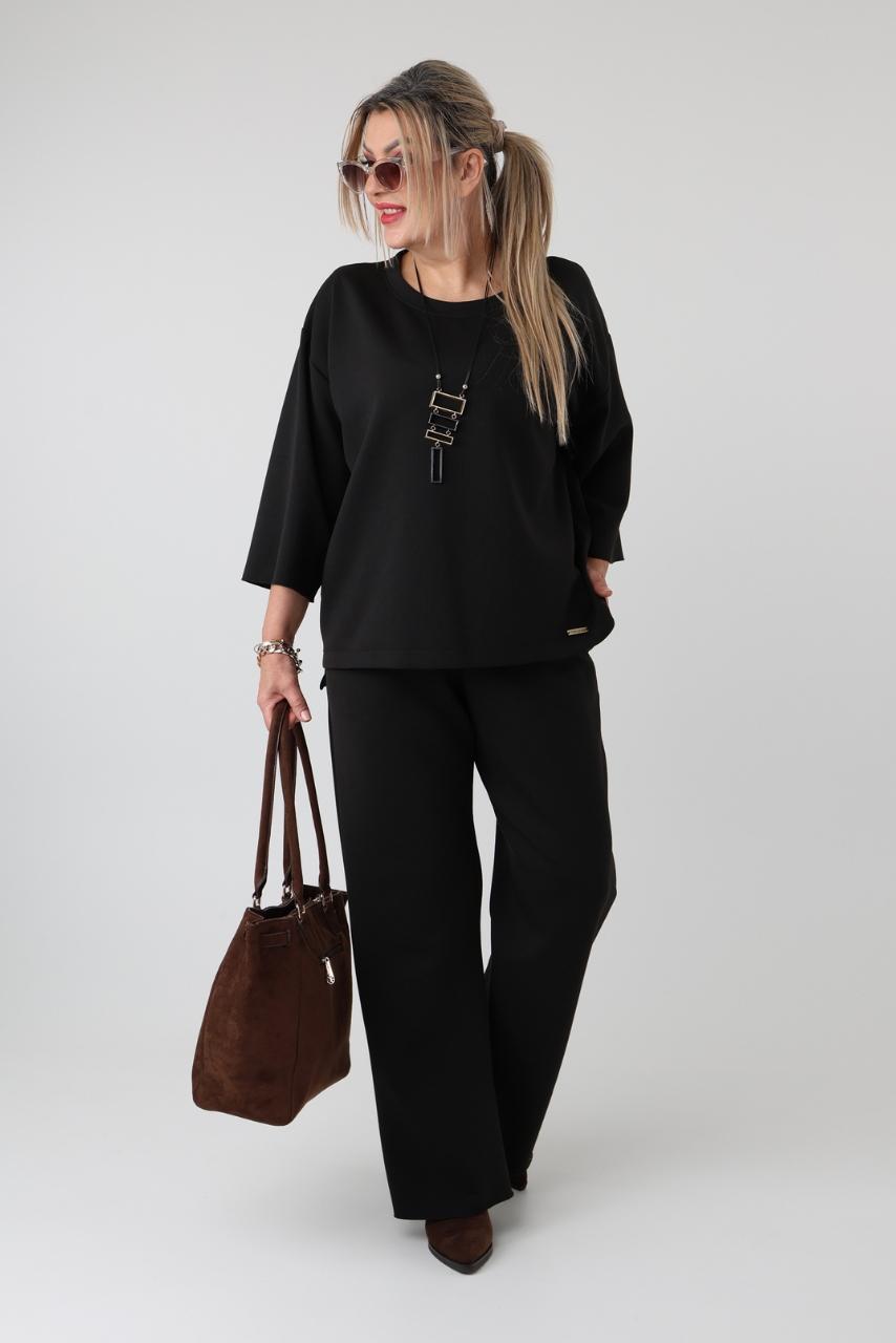 Elegancki komplet damski plus size z bluzką i spodniami – zestaw XXL dla puszystych kobiet