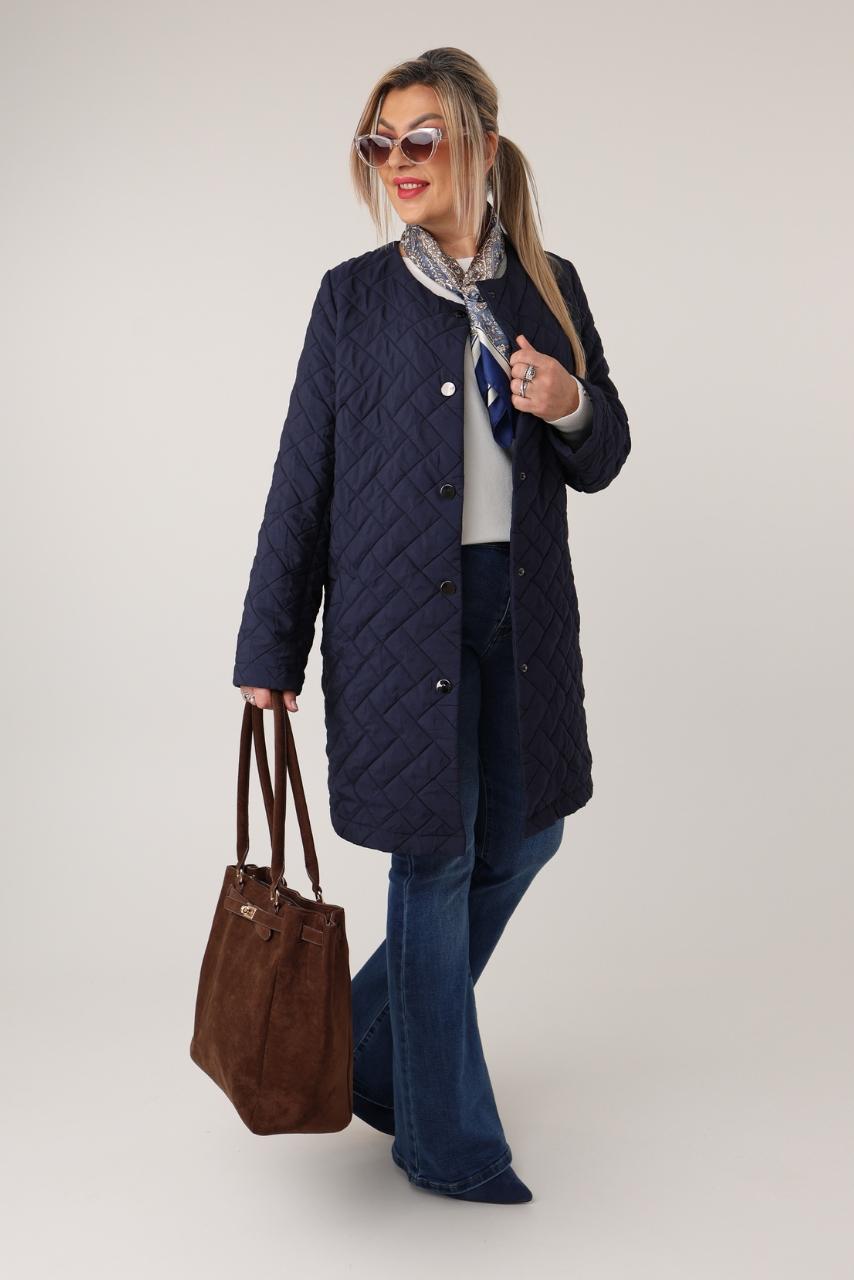 Płaszcz przejściowy plus size pikowany granatowy 44-54