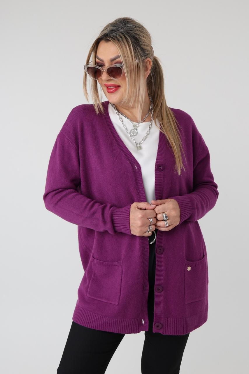 Sweter na guziki rozpinany PLUS SIZE – damski sweter XXL z miękkiej dzianiny dla puszystych kobiet